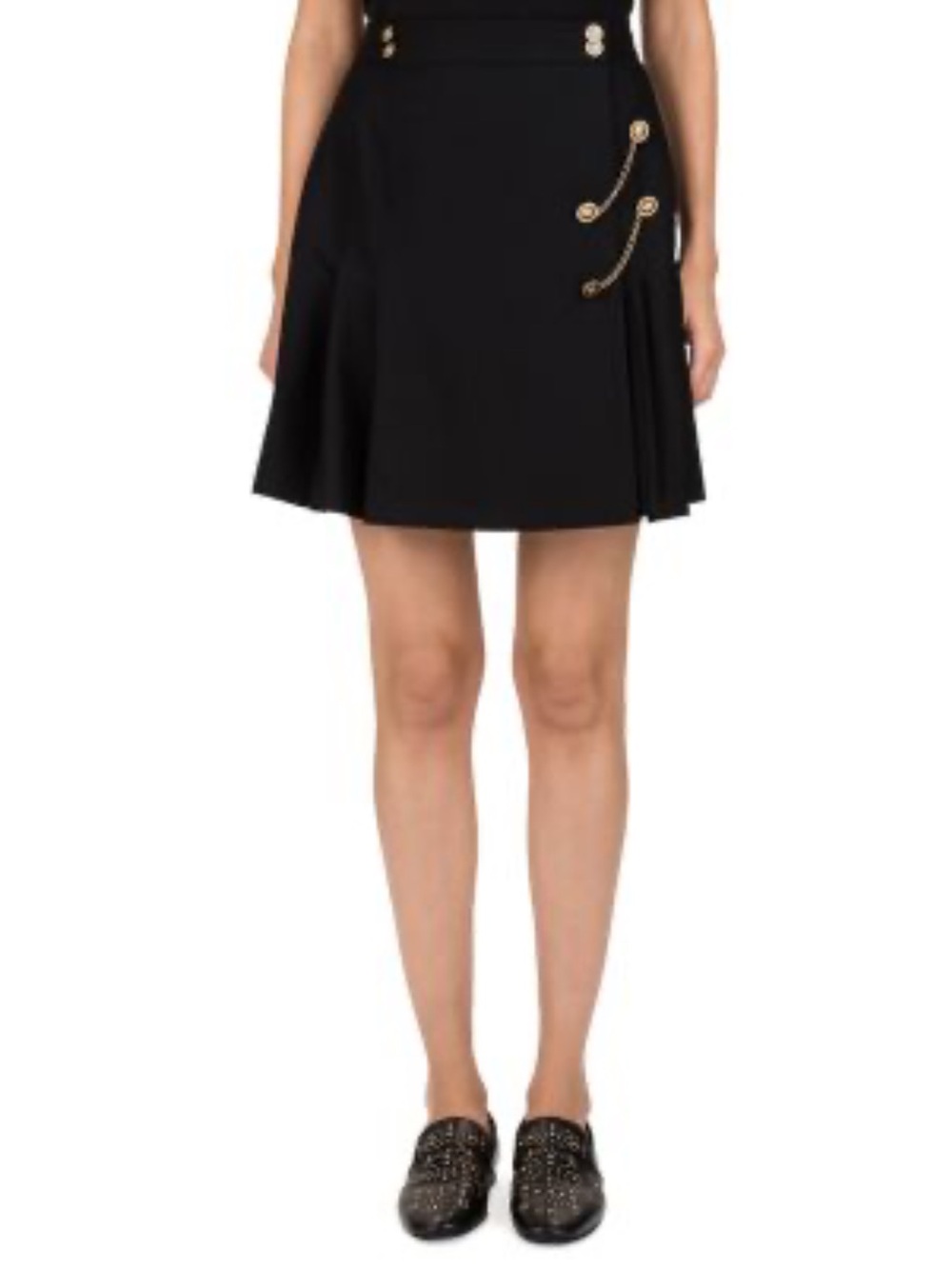 The Kooples Black Mini Skirt with Gold Chain Detail